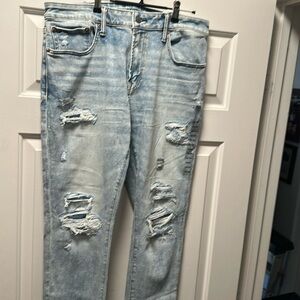 AMERICAN EAGLE double layer distressed light wash
